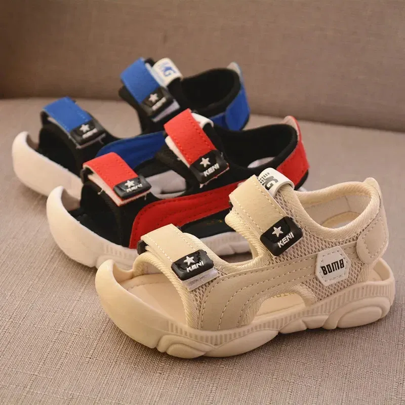 2024 Summer Children Shoes Boys Soft Soles Beach Shoes Male Baby Baotou Anti-kick Children's Sandals Princepard Summer Sandals