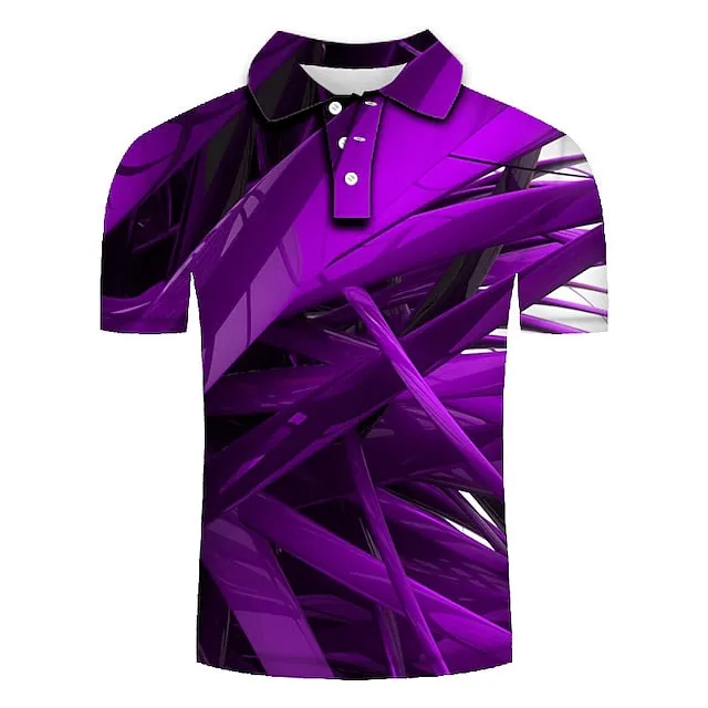 3D Vertigo Print Men's Polo Shirt - Stylish Zipper Design and Turndown Neckline for Casual Comfort