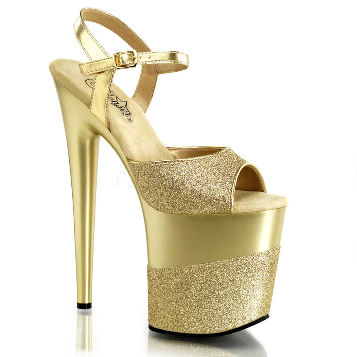 8 Inch Gold Platform Heels ( Flamingo 809-2G )