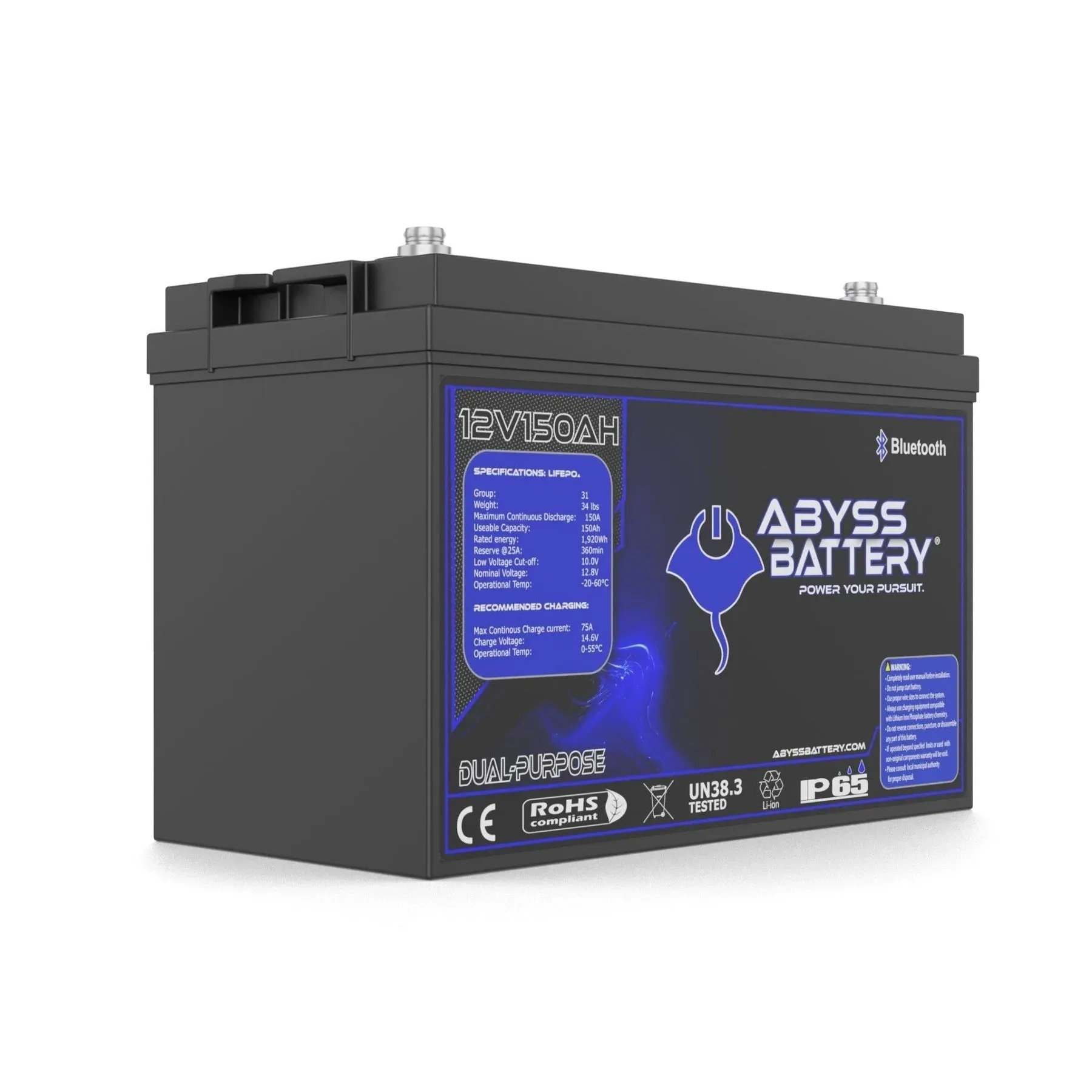 Abyss® 12V 150Ah Dual Purpose Lithium Marine Battery