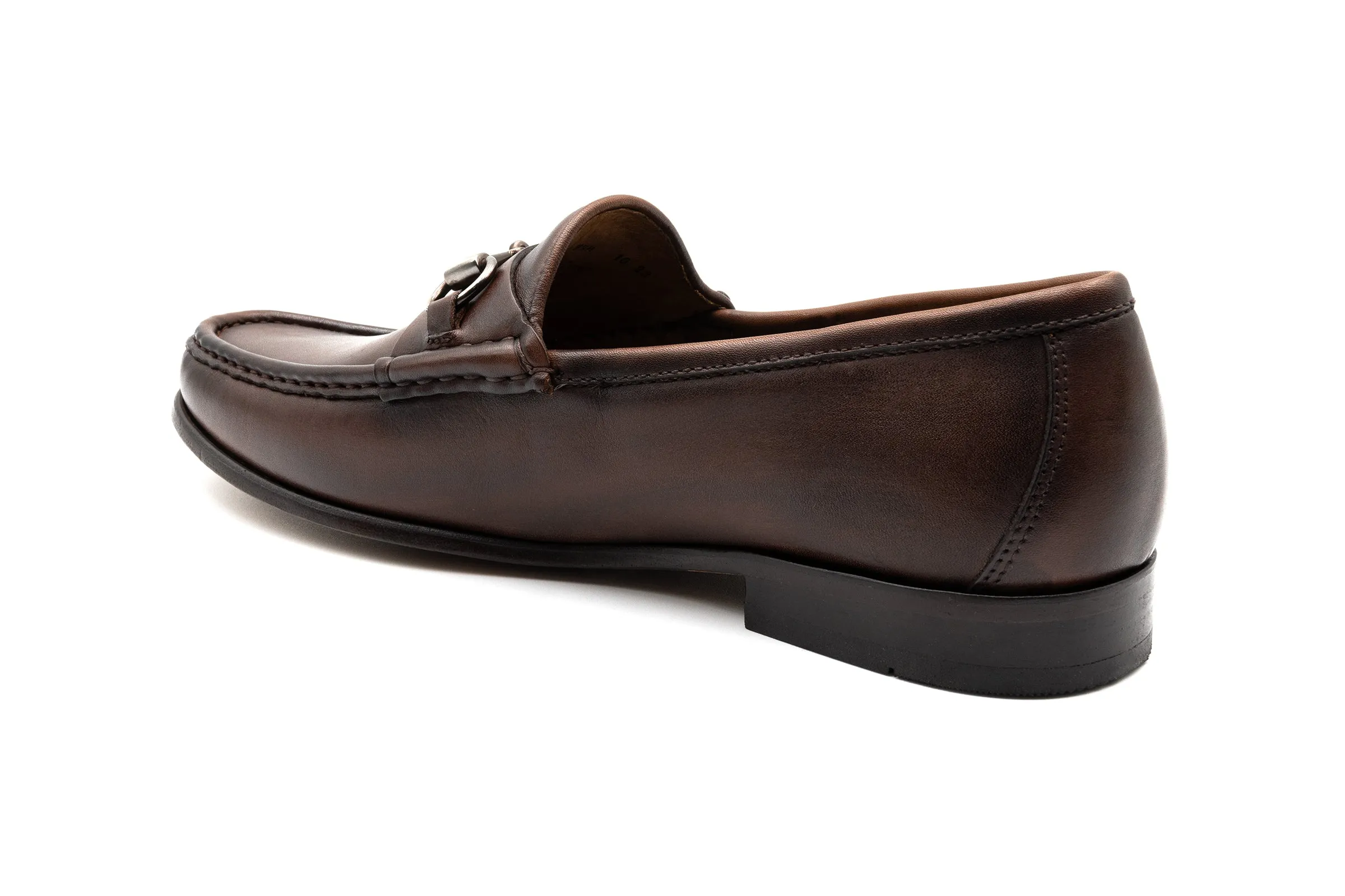 Addison Calf Leather Horse Bit Loafers - Chocolate