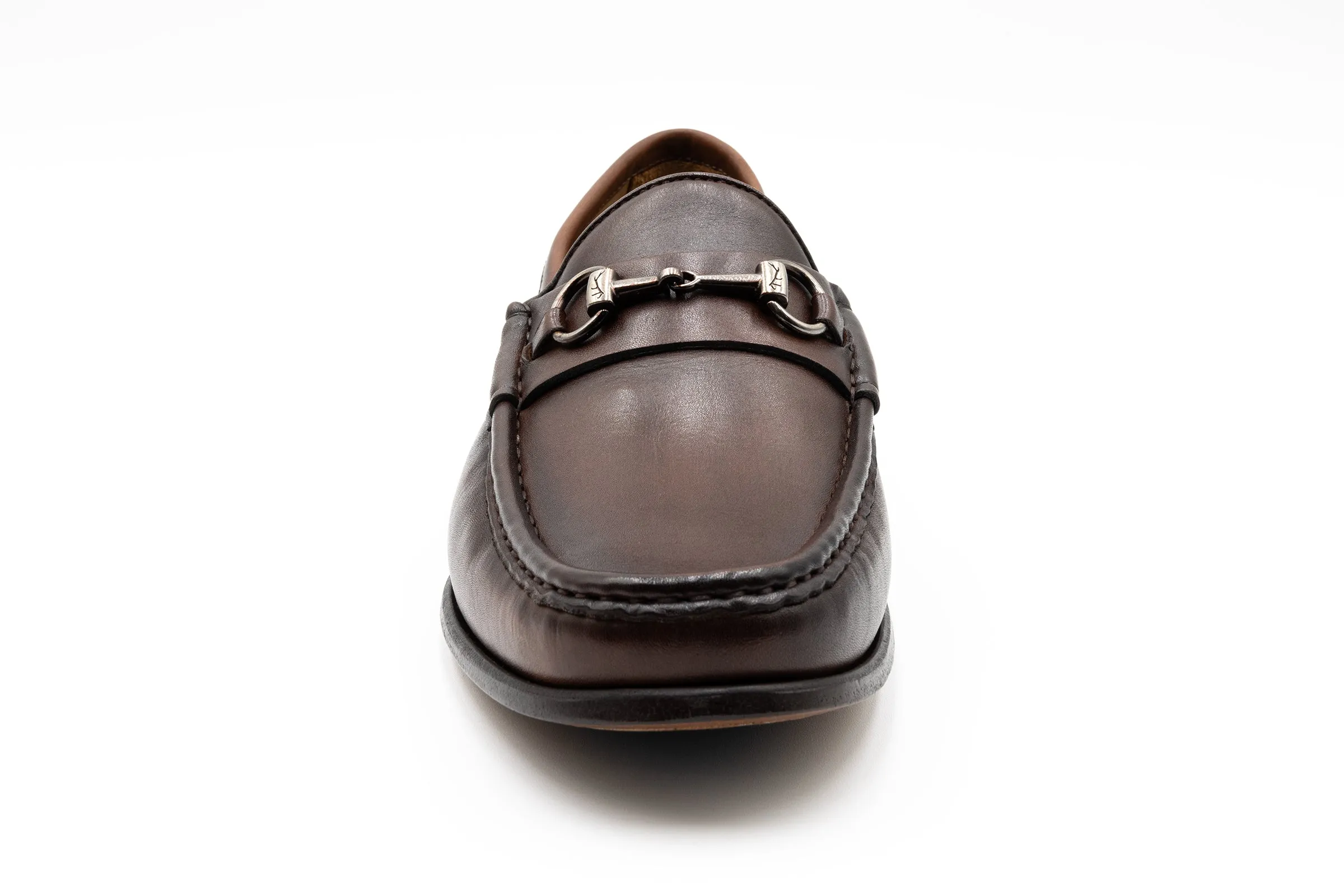 Addison Calf Leather Horse Bit Loafers - Chocolate