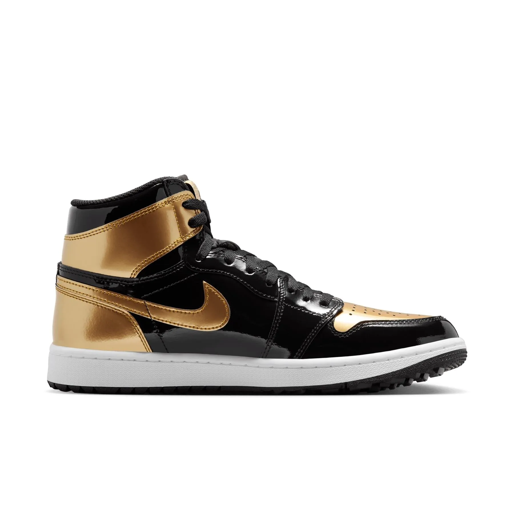 Air Jordan 1 High Top Golf Shoes Black/Metallic Gold - W24