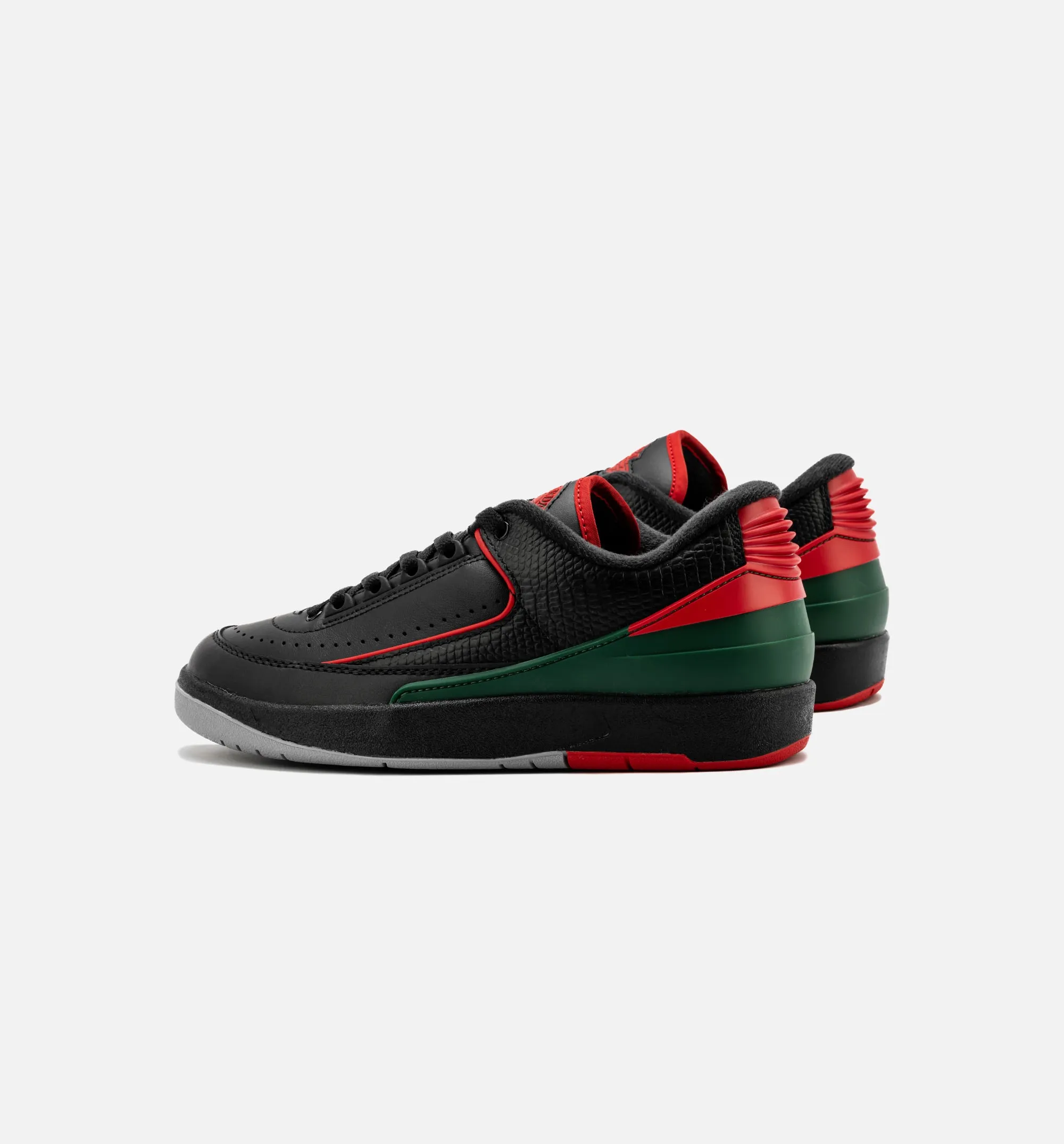 Air Jordan 2 Retro Low Christmas Grade School Lifestyle Shoe - Black/Fire Red/Cement Grey