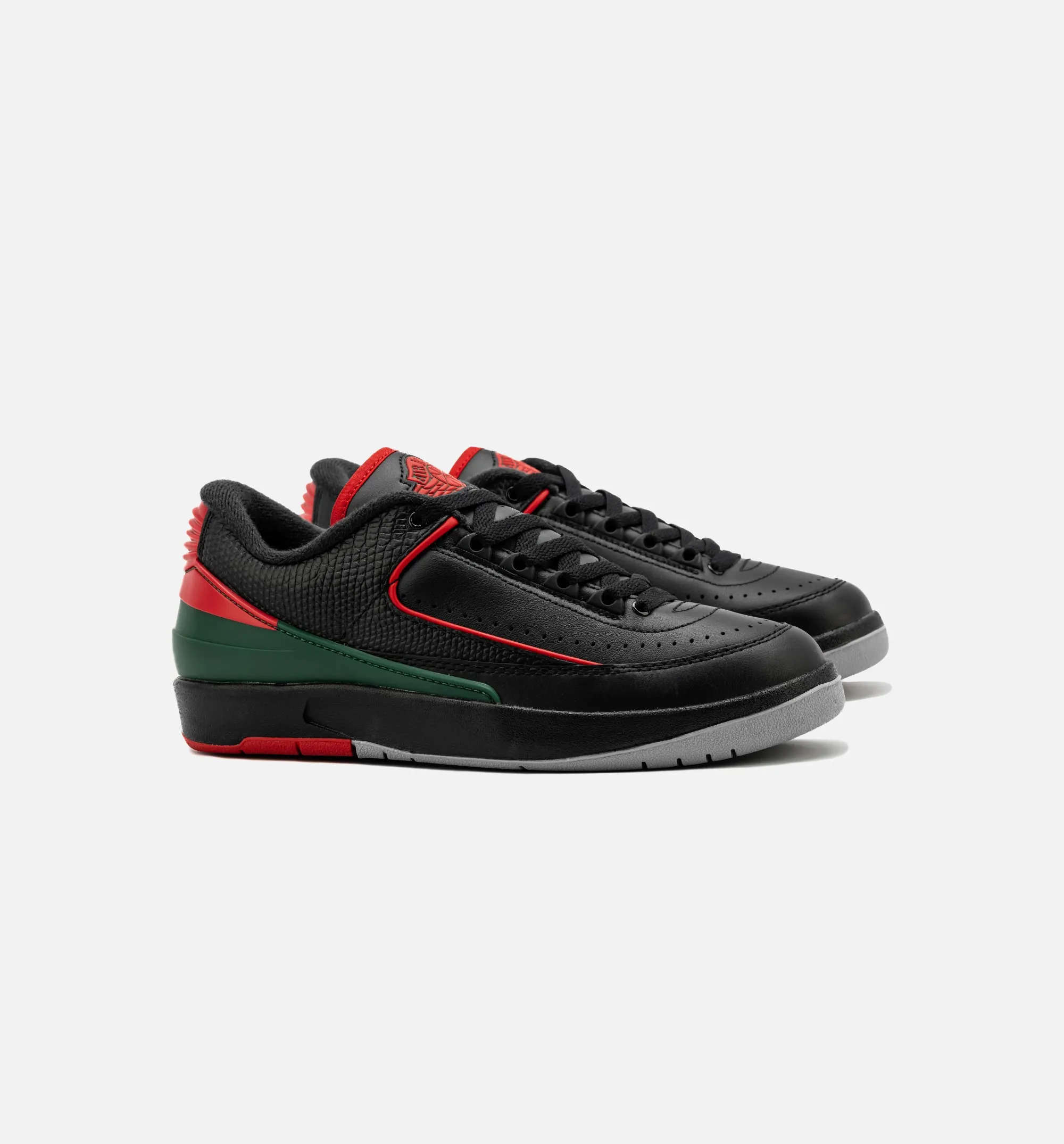 Air Jordan 2 Retro Low Christmas Grade School Lifestyle Shoe - Black/Fire Red/Cement Grey