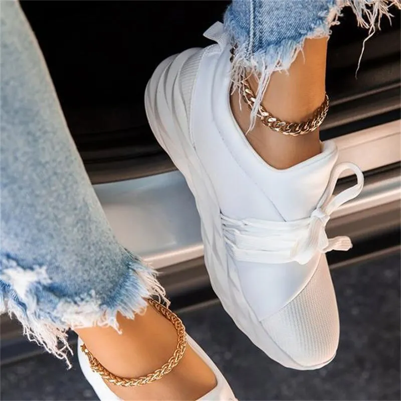 Amozae  2022 Autumn Sneakers Women Casual Breathable Sport Shoes Lace Up Loafers Ladies White Sneakers Outdoor Walking Running Shoes New