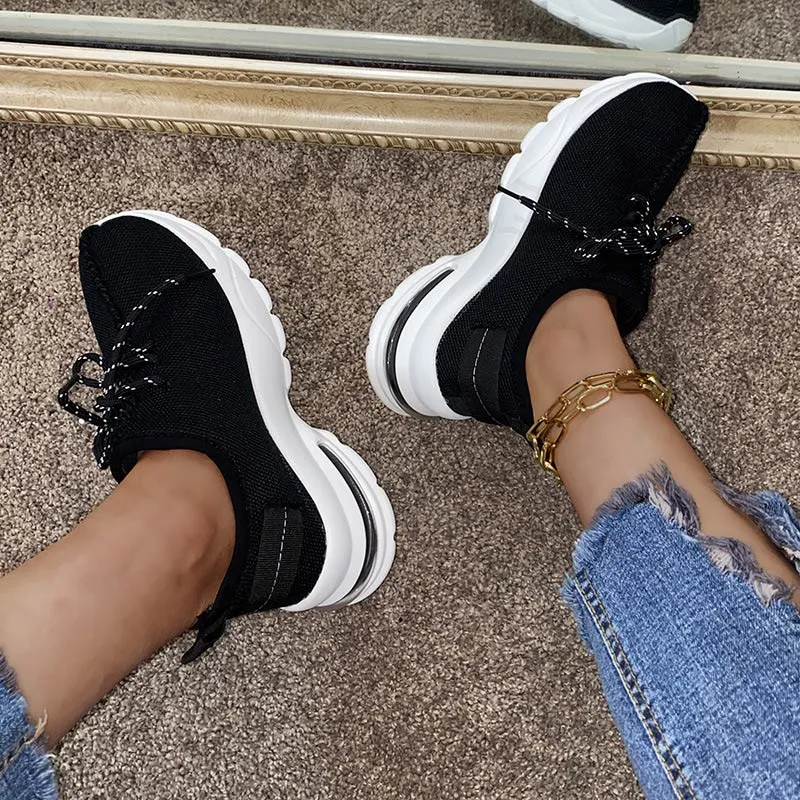 Amozae--Christmas Gift Women Vulcanized Shoes Lace Up Casual Sneakers Flats Ladies Platform Mesh Breathable Walking Plus Size Female Shoe 2024 New