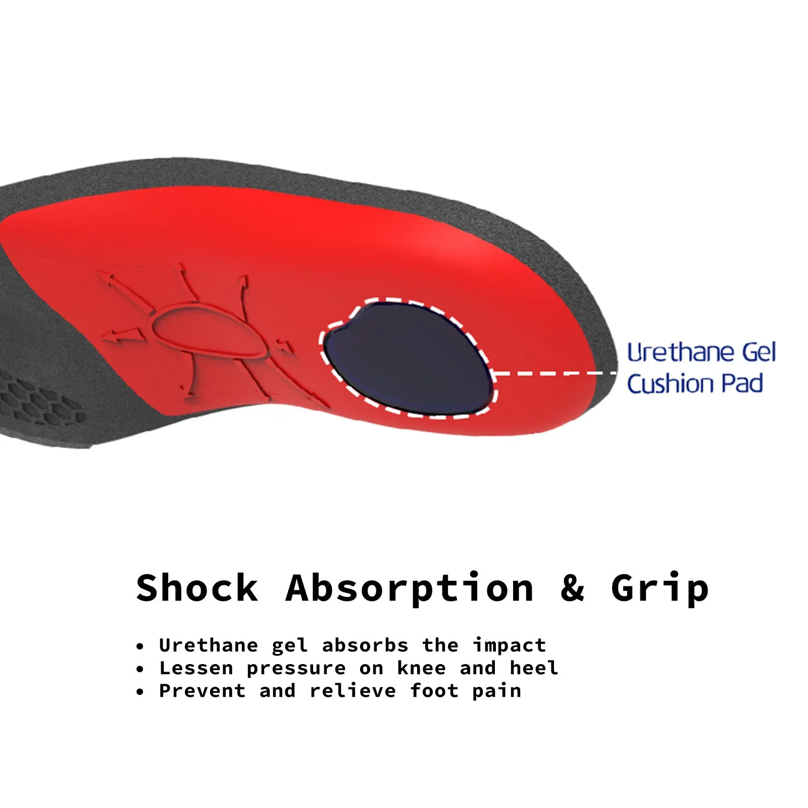 Arch Support Shoe Insoles, Cushion Grip, L Size - 2X Pair, Bibal