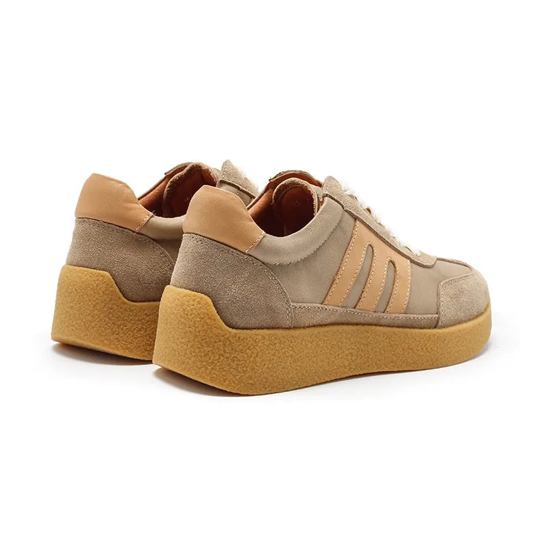 Army Trainer Leather Low-top Sneakers for Women Color Blocking with Stripes  in 3 Colors