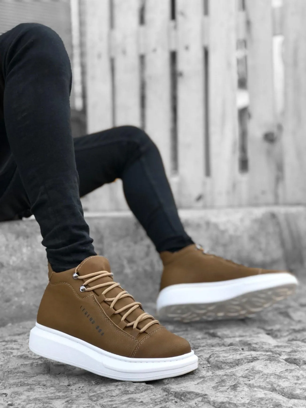 BA0312 Lace-up Mink High Sole Men's Style Sport Boots