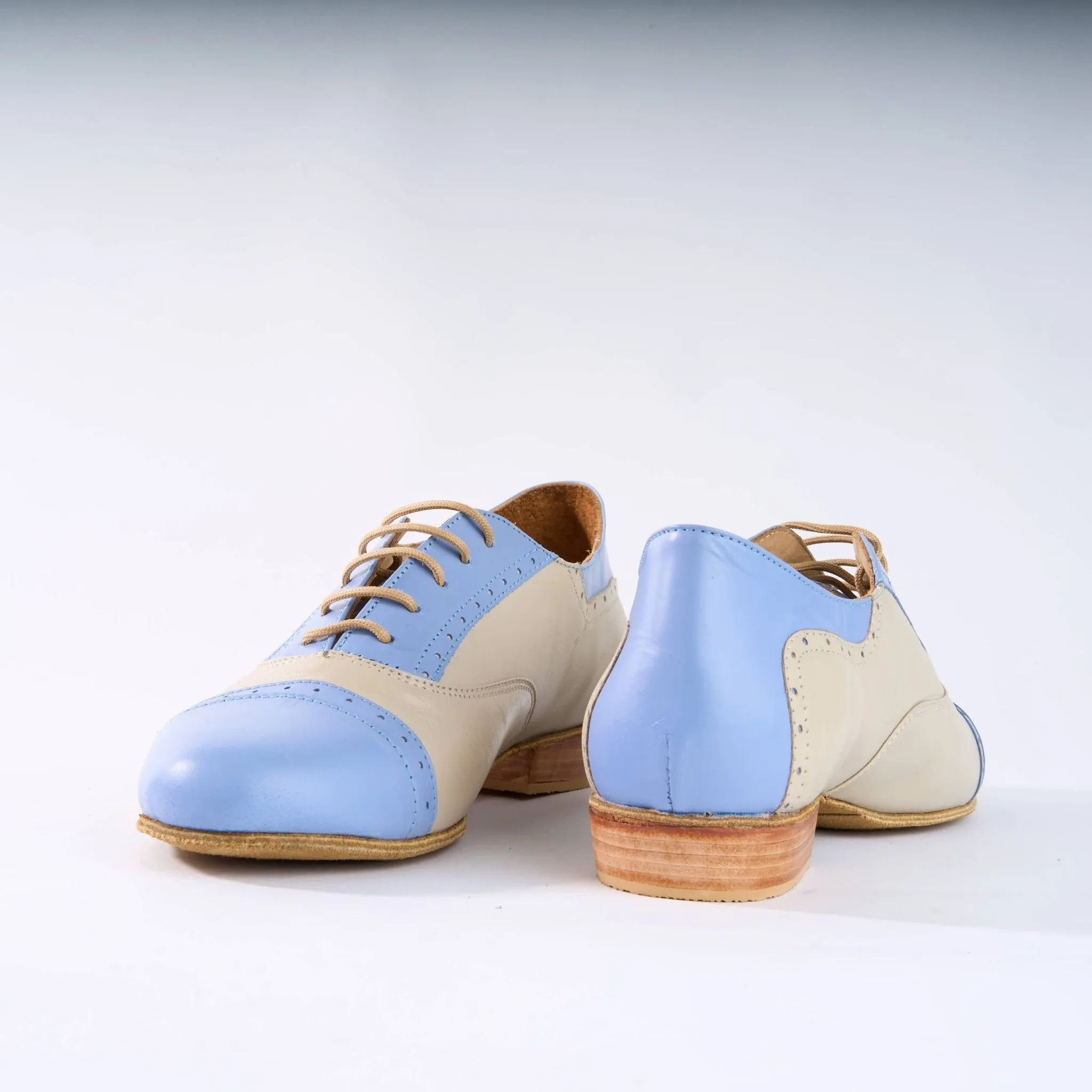 Baby Blue and Cream Premium Leather - Handmade Tango Shoe - Clasico 1075