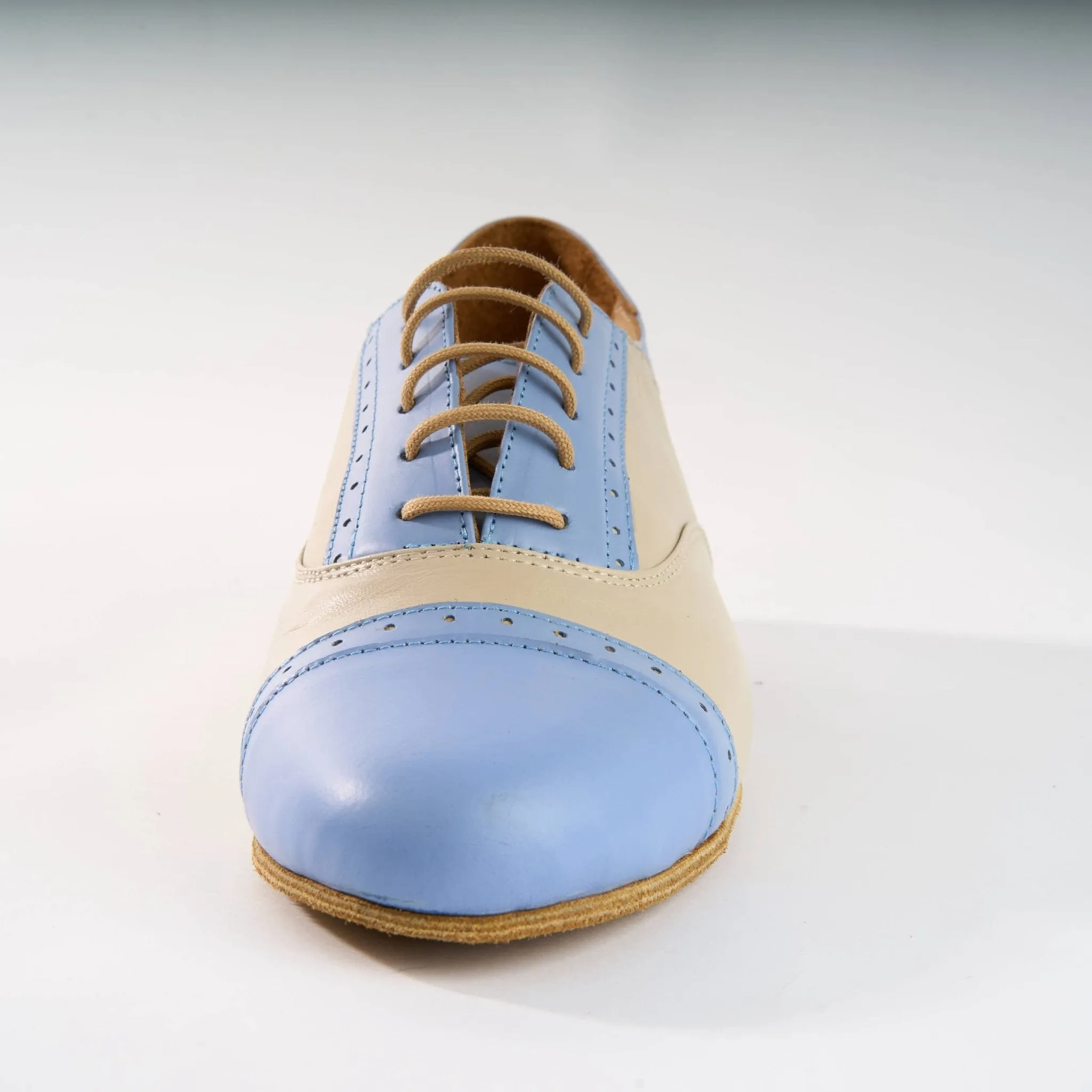 Baby Blue and Cream Premium Leather - Handmade Tango Shoe - Clasico 1075