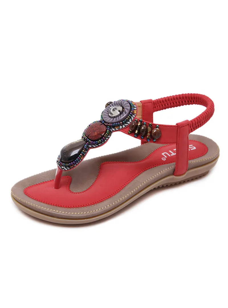 Beach Bohemia Retro Beaded Flat Sandals