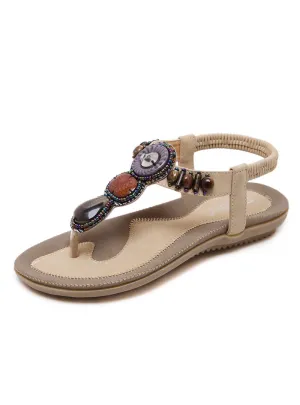 Beach Bohemia Retro Beaded Flat Sandals