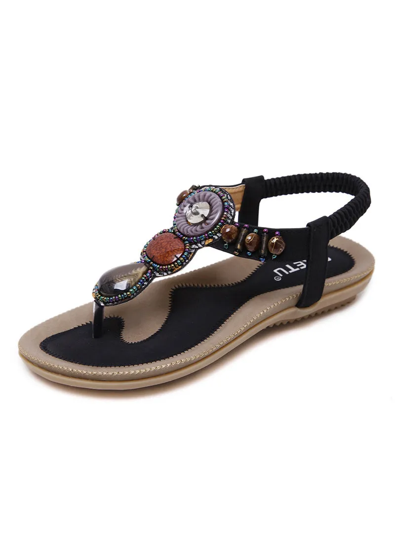 Beach Bohemia Retro Beaded Flat Sandals