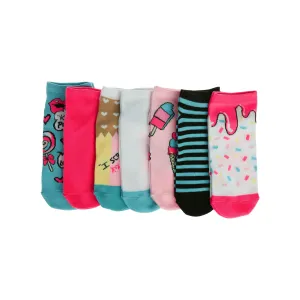 Betsey Johnson Women's 7 Pairs Low Cut, Colorful, Fun Socks with Food Truck Gift Box - Decorative Funny Ankle Socks for Women