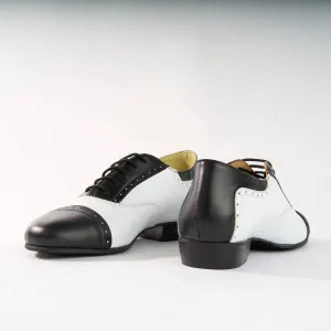 Black and White Genuine Leather - Handmade Tango Shoe - Clasico 1072