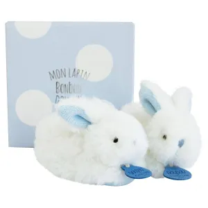 Blue Bunny Booties with Rattle for Babies | Size 0/6 months