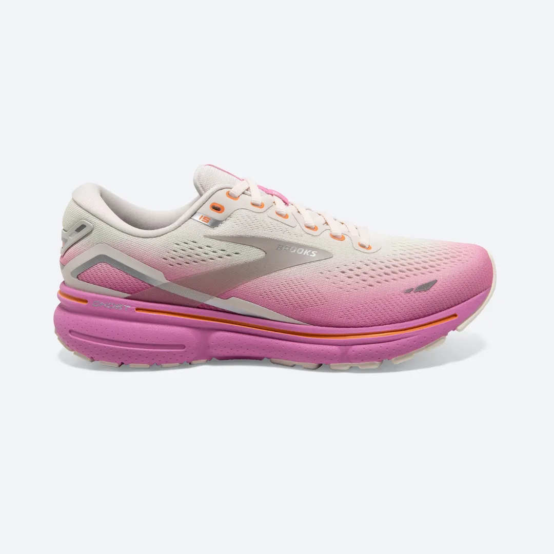 Brooks Women's Ghost 15 - Grey/Coconut/Fuchsia