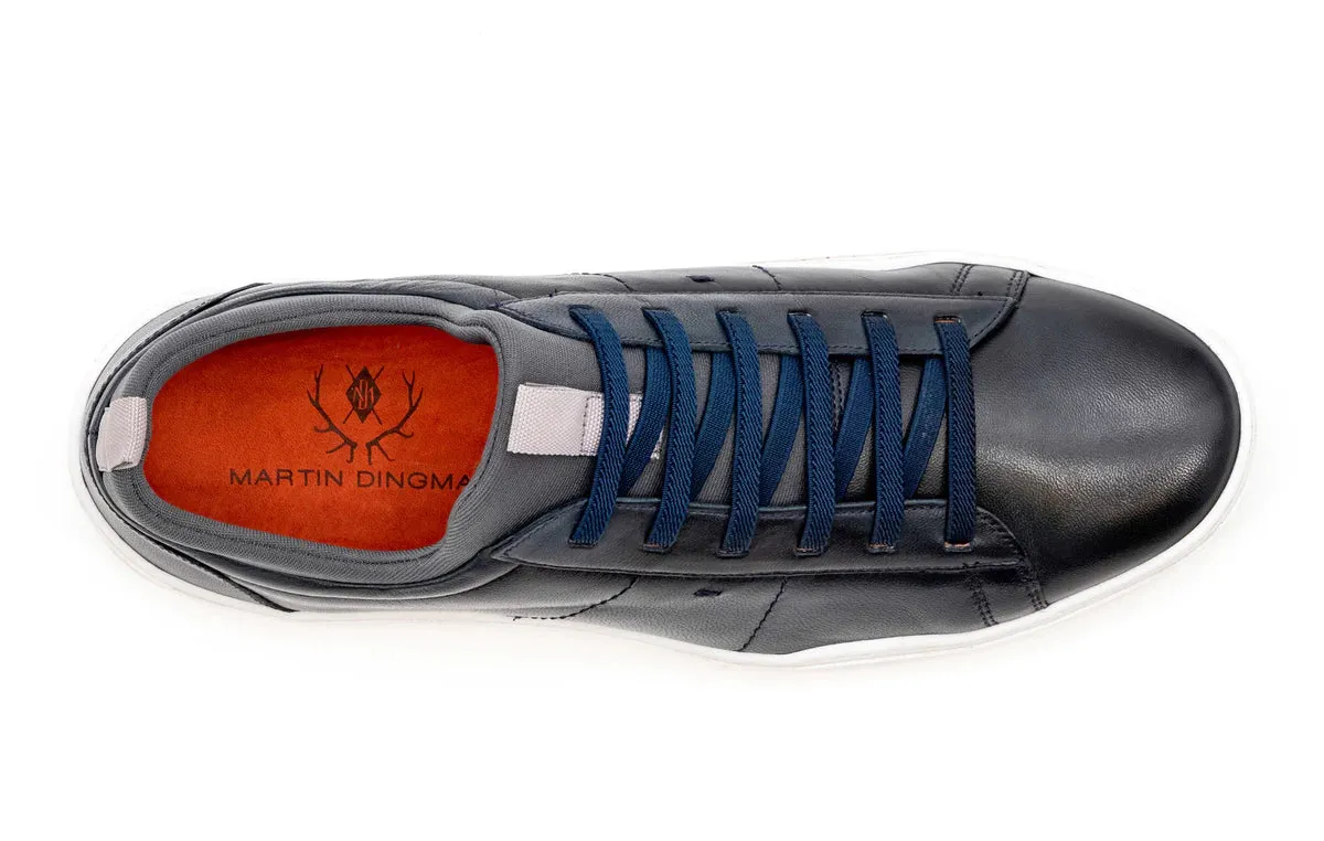 Cameron Hand-Finished Sheep Skin Sneaker in Navy by Martin Dingman