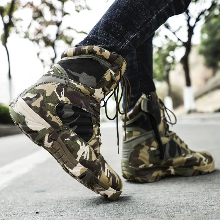 Camouflage Men Work Boots/Tactical Military Heavy Duty Ankle Boots Men