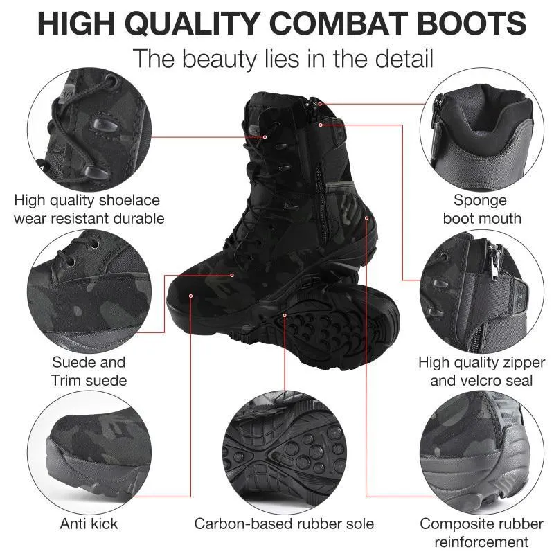 Camouflage Men Work Boots/Tactical Military Heavy Duty Ankle Boots Men