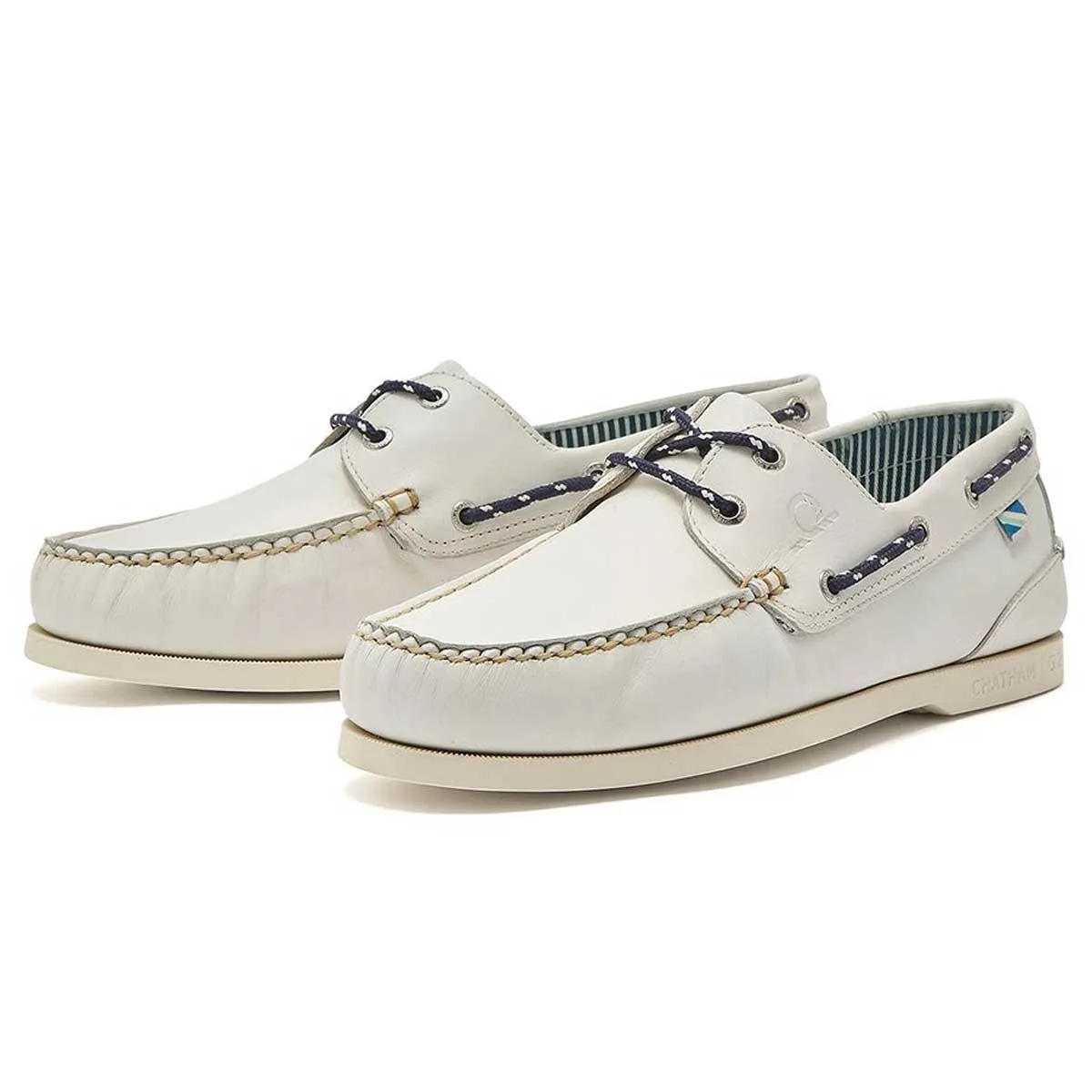 CHATHAM Crew G2 Premium Leather Boat Shoes - Men's - White