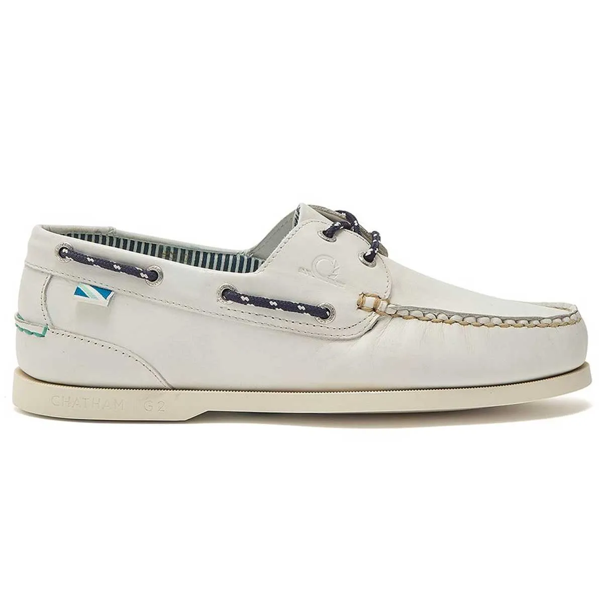 CHATHAM Crew G2 Premium Leather Boat Shoes - Men's - White