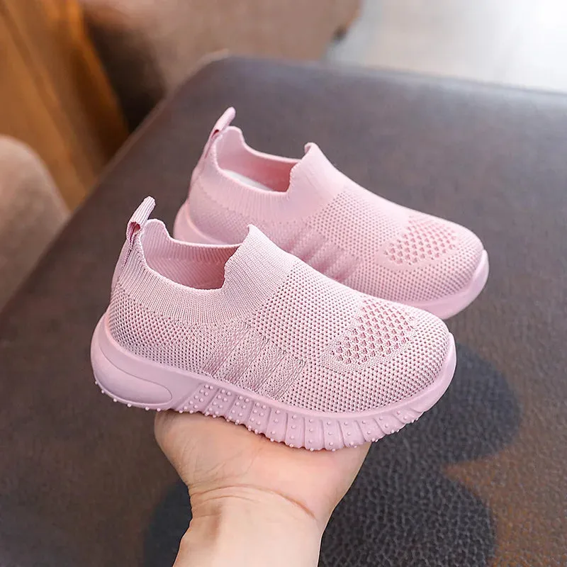 Children Running Sneakers Boys Girls Casual Mesh Breathable Anti-Slip Walking Patchwork Tenis Toddler Soft Soled Girls Shoes