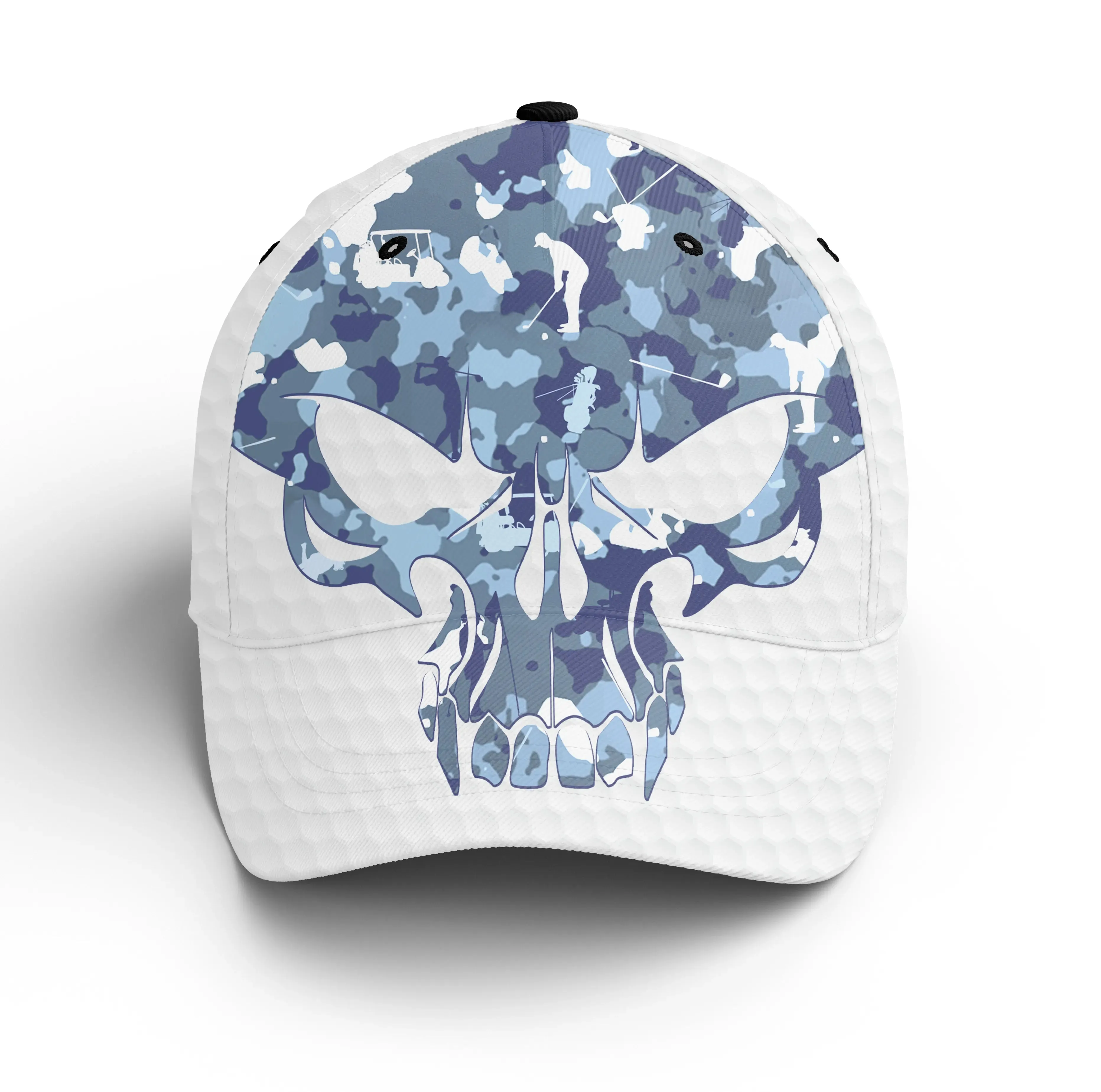 Chiptshirts - Casquette De Golf Performance, Motifs Crâne Golf, Camouflage Forêt et Bleu, Cadeau Idéal Pour Fans De Golf - CTS30052233