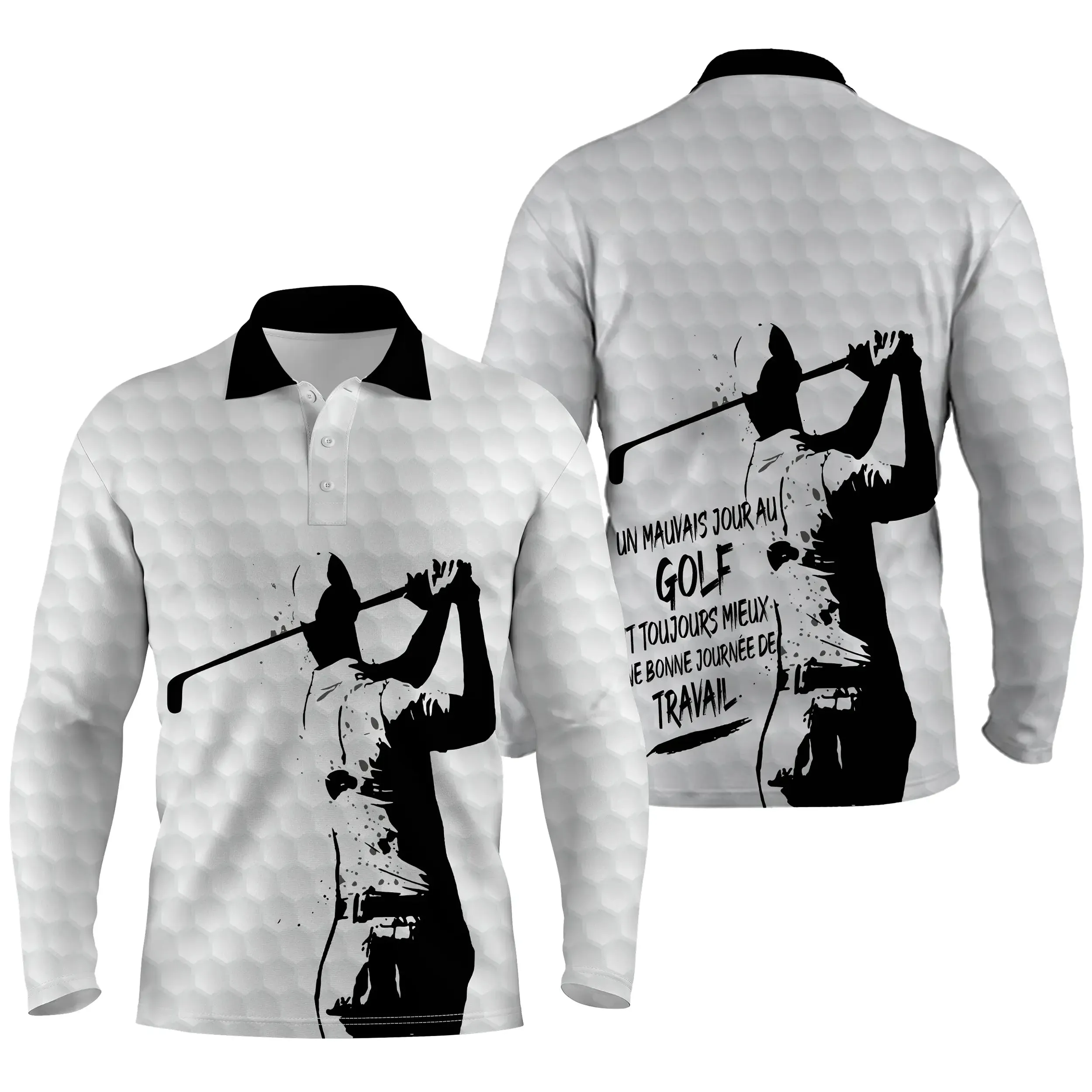 Chiptshirts - Polo De Golf, Cadeau Humour Pour Fans De Golf, Polo de Sport Homme et Femme, Un Mauvais Jour Au Golf Est Mieux Qu'une Bonne Journée De Travail - CTS27052222