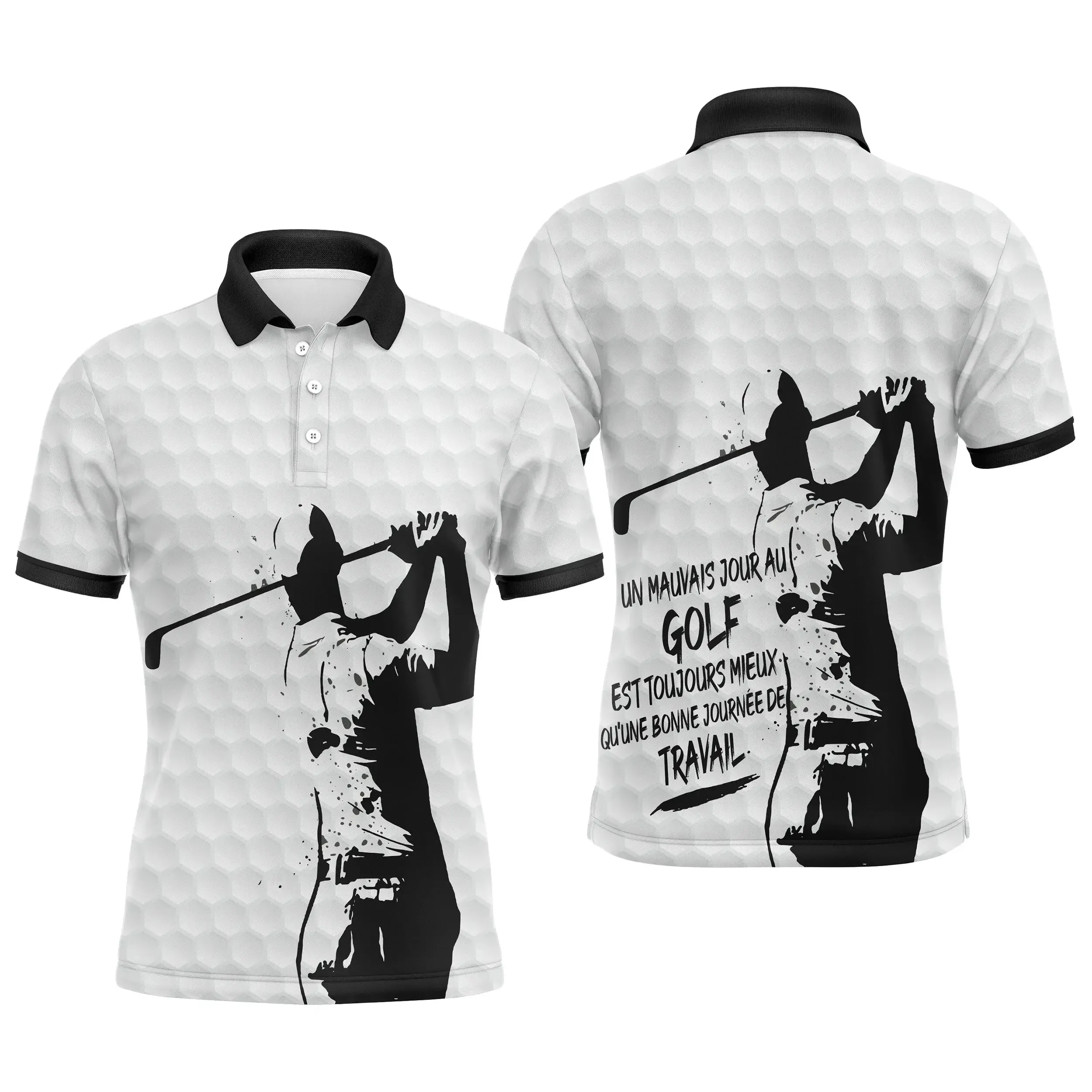 Chiptshirts - Polo De Golf, Cadeau Humour Pour Fans De Golf, Polo de Sport Homme et Femme, Un Mauvais Jour Au Golf Est Mieux Qu'une Bonne Journée De Travail - CTS27052222