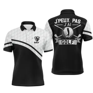 Chiptshirts Polo de Golf, Polo de Sport Manches Longues Homme Femme, Noir et Blanc, Motif Balle de Golf, Golfeur, Golfeuse, J'peux Pas, J'ai Golf - CT03062230