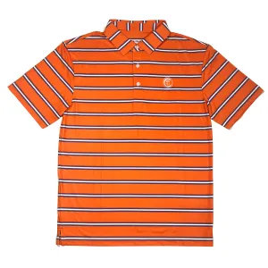 Clemson Ring Crest Polo in Orange with White Stripes