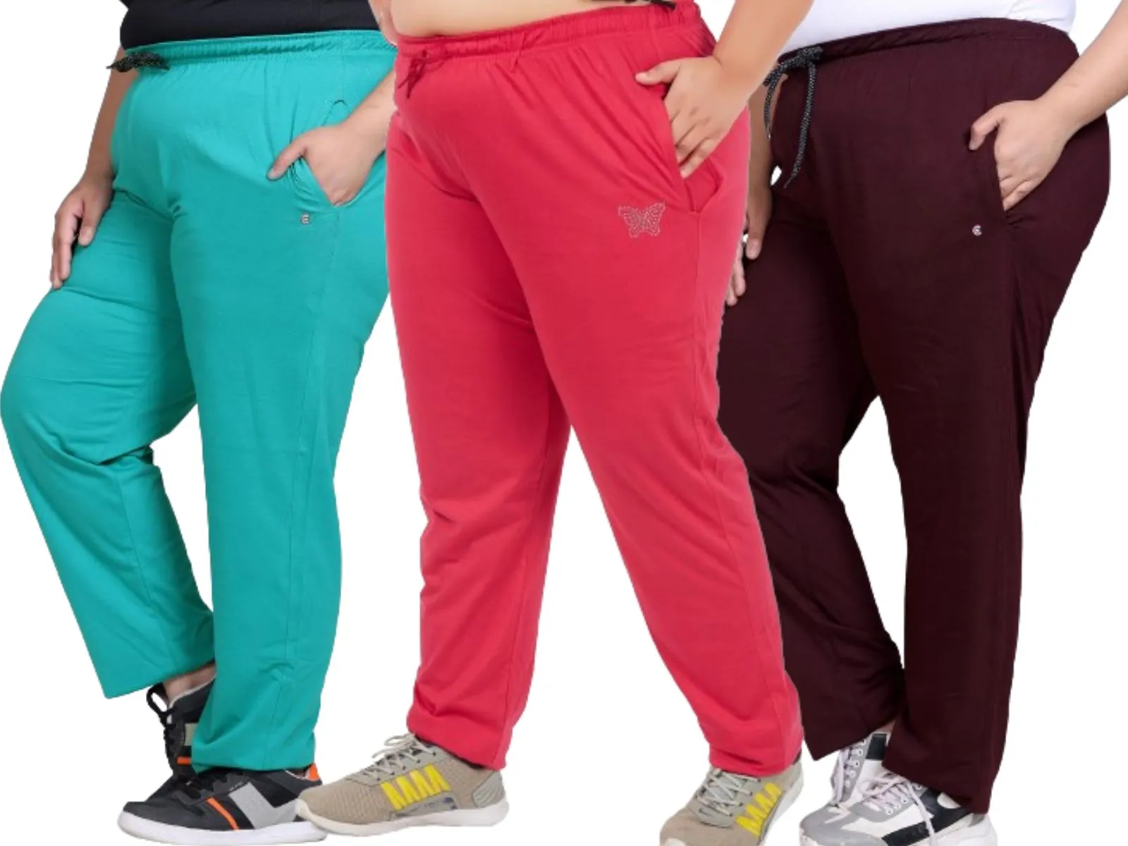 Cotton Track Pants For Women Pack of 3 (Pink/Persian & Wine )