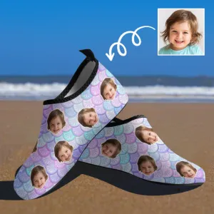 Custom Face Bling Bling Kids Diving Shoes Slip-on for sport Quick-Dry Beach Swimming Shoes Aqua Shoes Barefoot Shoes Outdoor Water Shoes