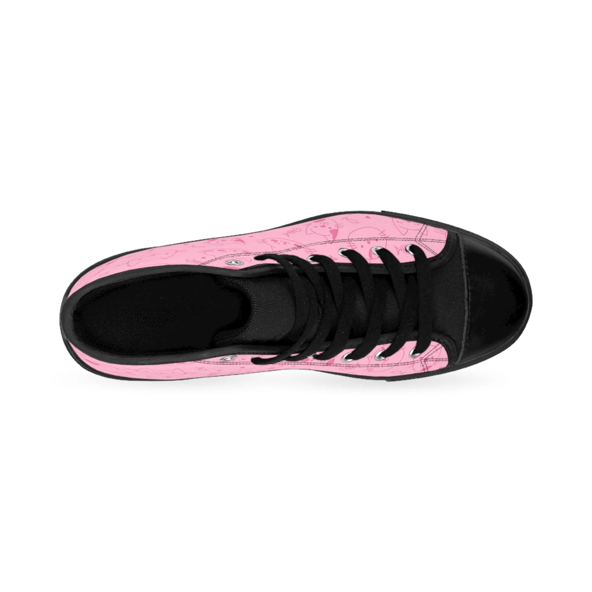 Cute Pink Kitty and Fish Bones Women's Classic Sneakers