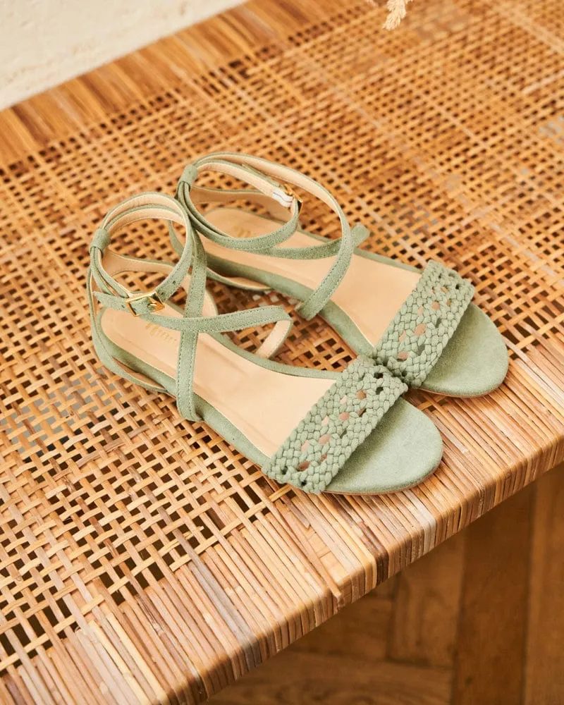 Dahlia Vegan Suede Braided Sandals | Sage