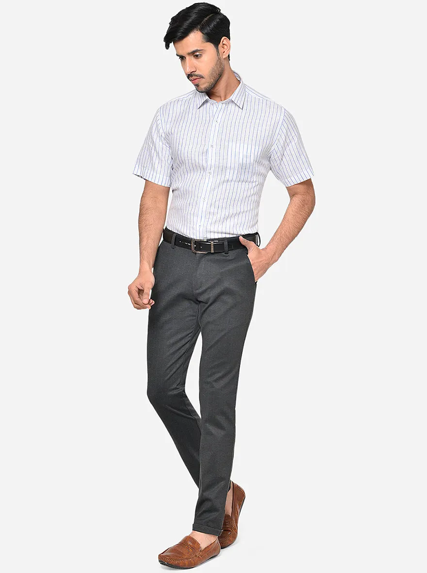 Dark Grey Checked Venice Fit Casual Trouser | JadeBlue