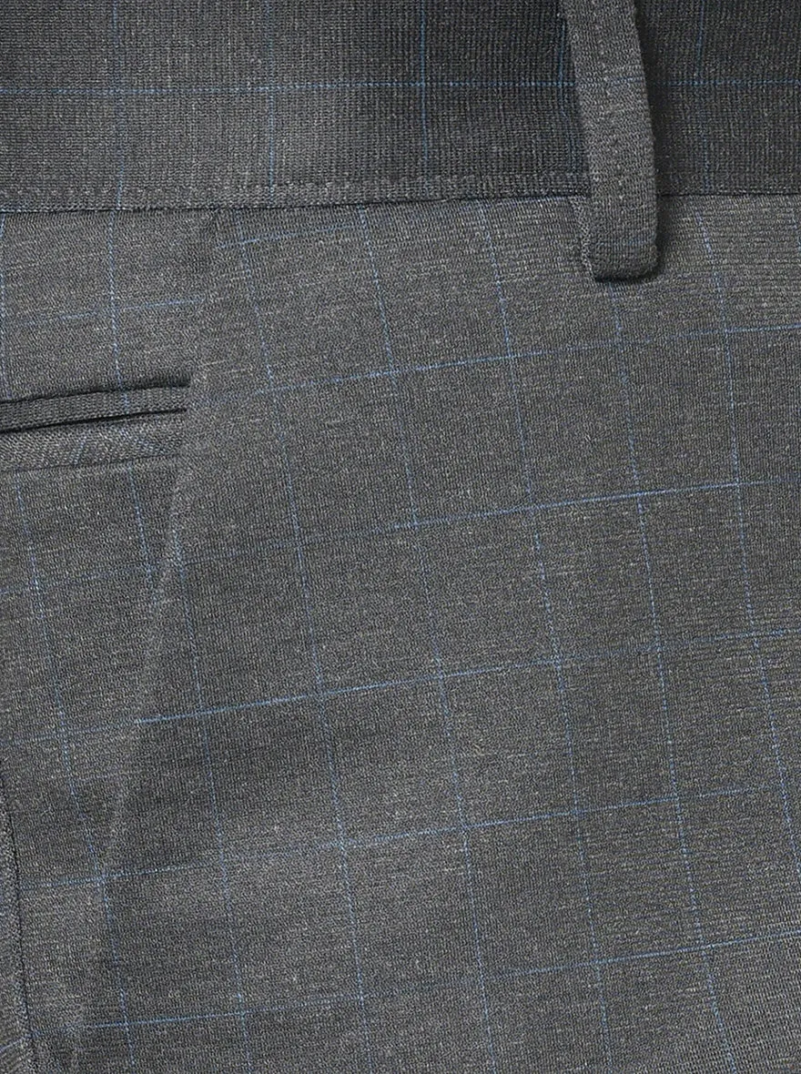 Dark Grey Checked Venice Fit Casual Trouser | JadeBlue