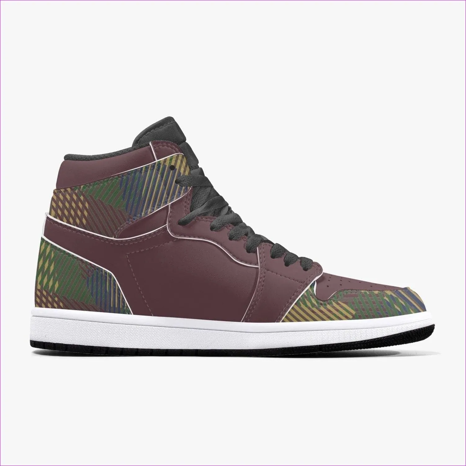 Dark Vivid Weaved High-Top Leather Sneakers