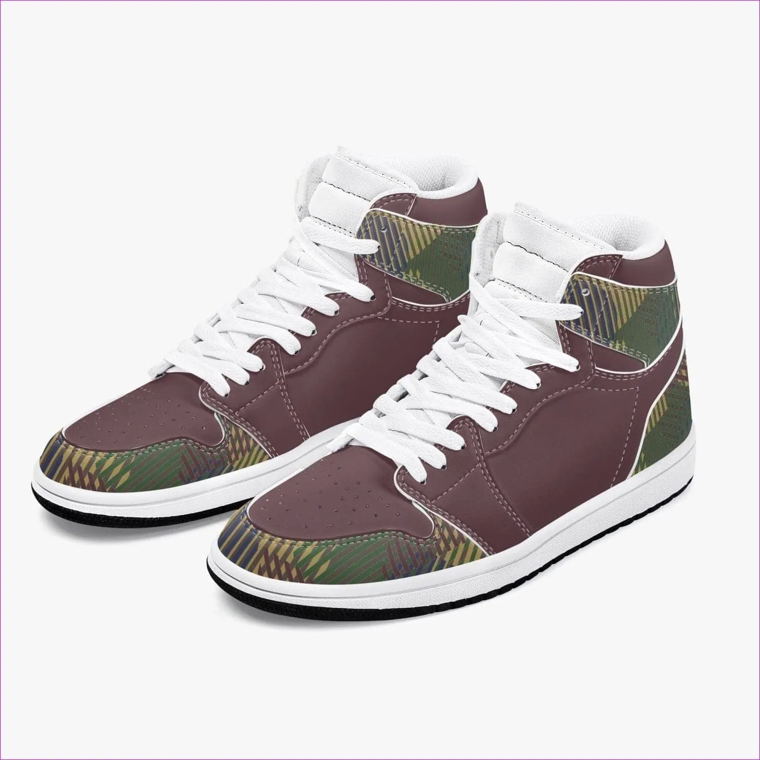 Dark Vivid Weaved High-Top Leather Sneakers