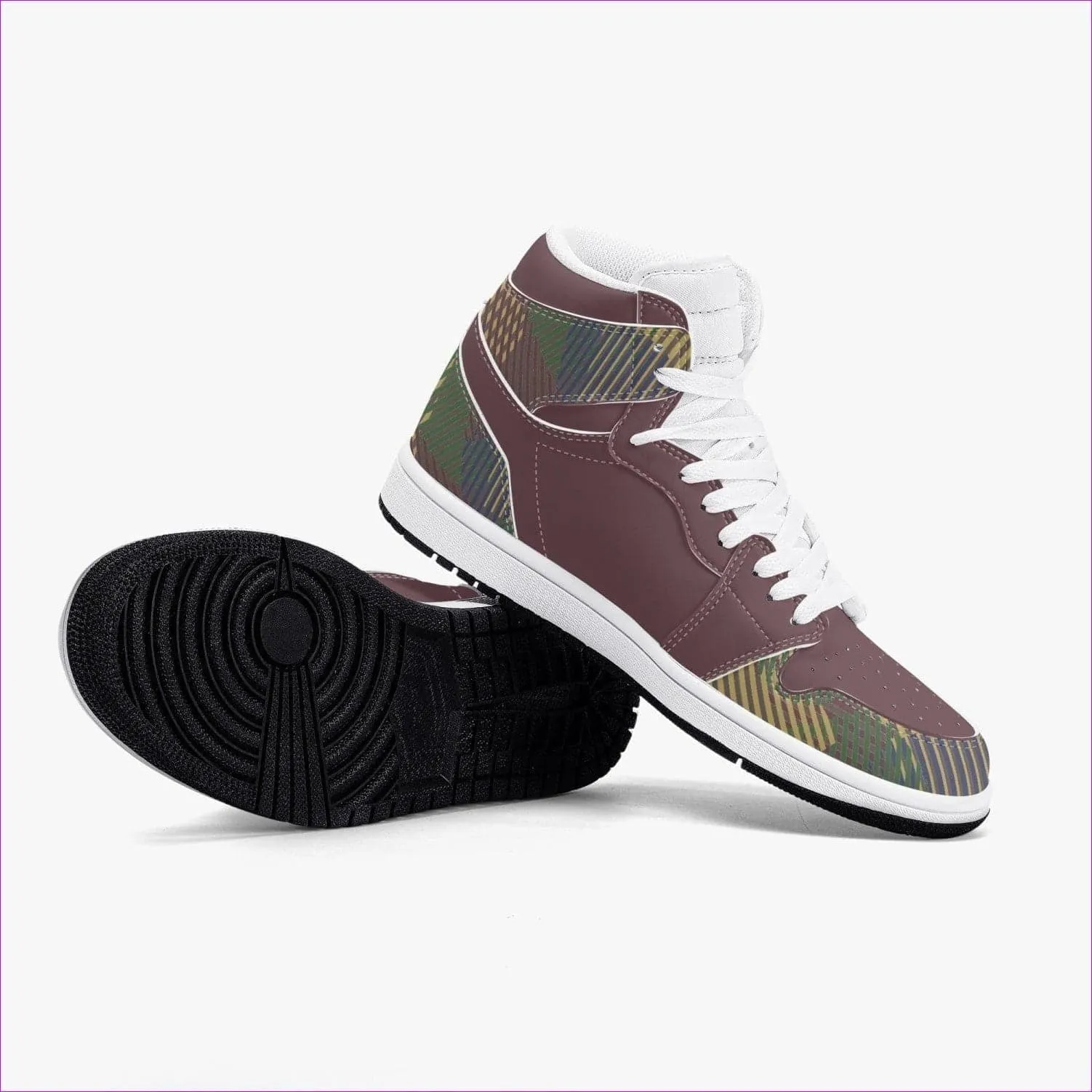 Dark Vivid Weaved High-Top Leather Sneakers