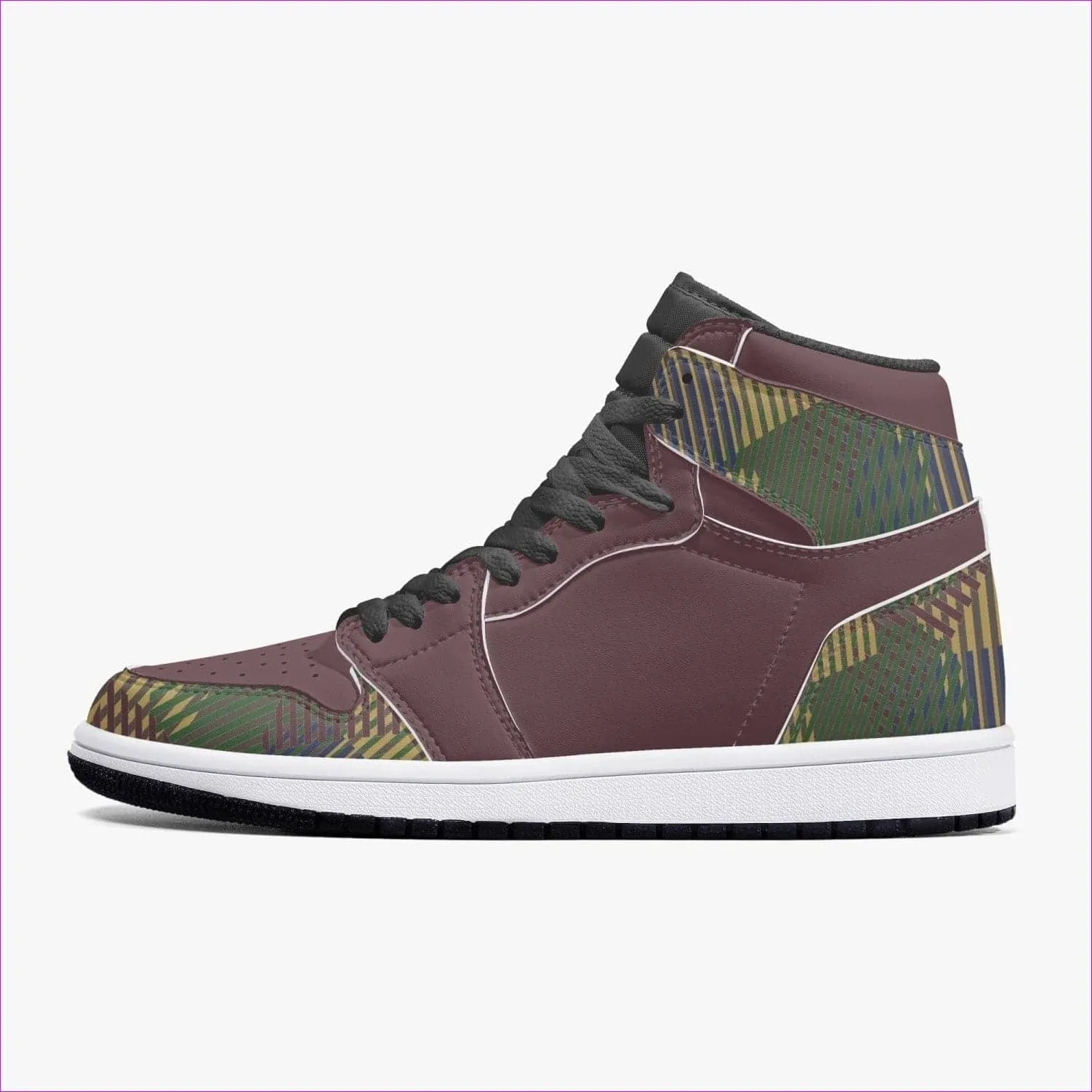 Dark Vivid Weaved High-Top Leather Sneakers