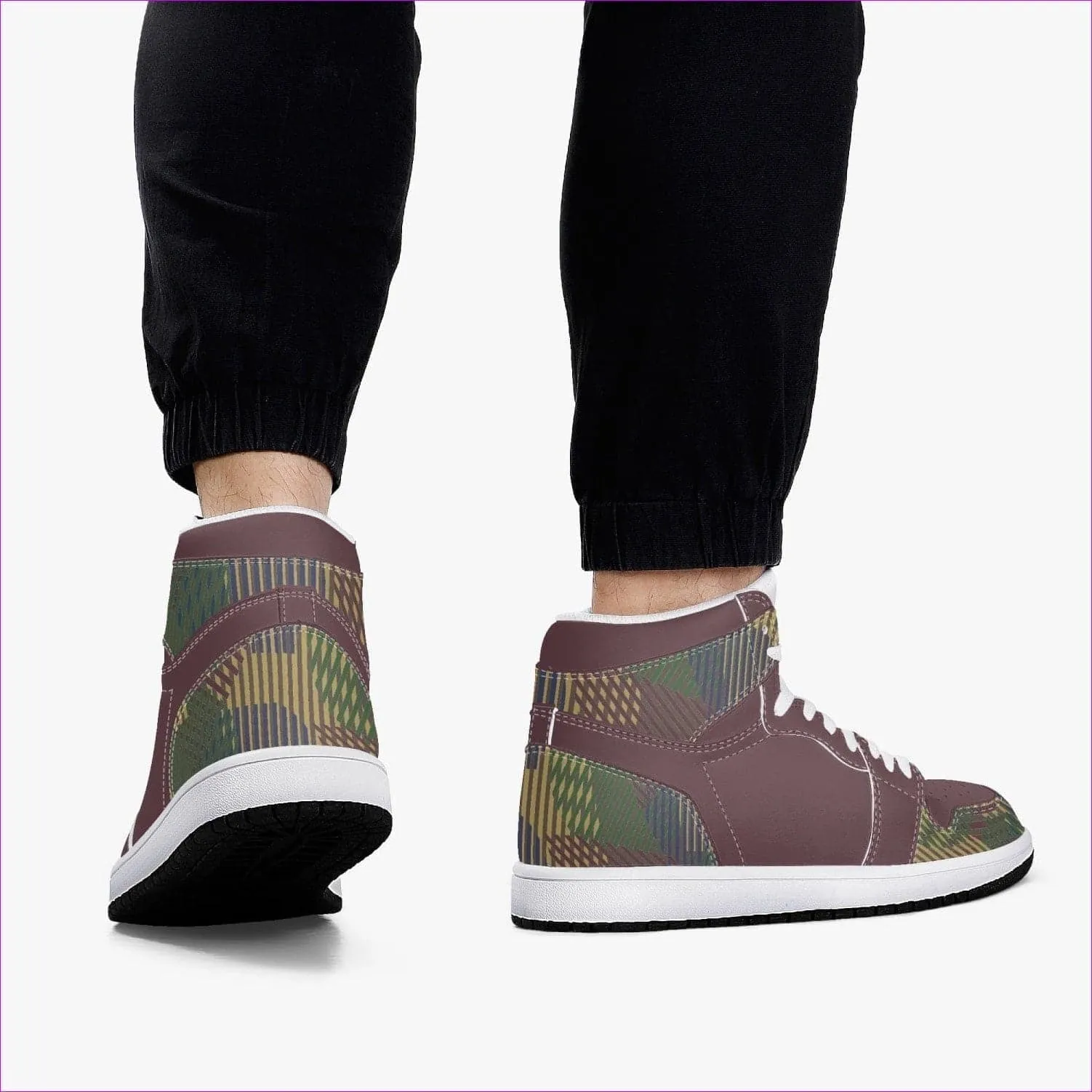 Dark Vivid Weaved High-Top Leather Sneakers