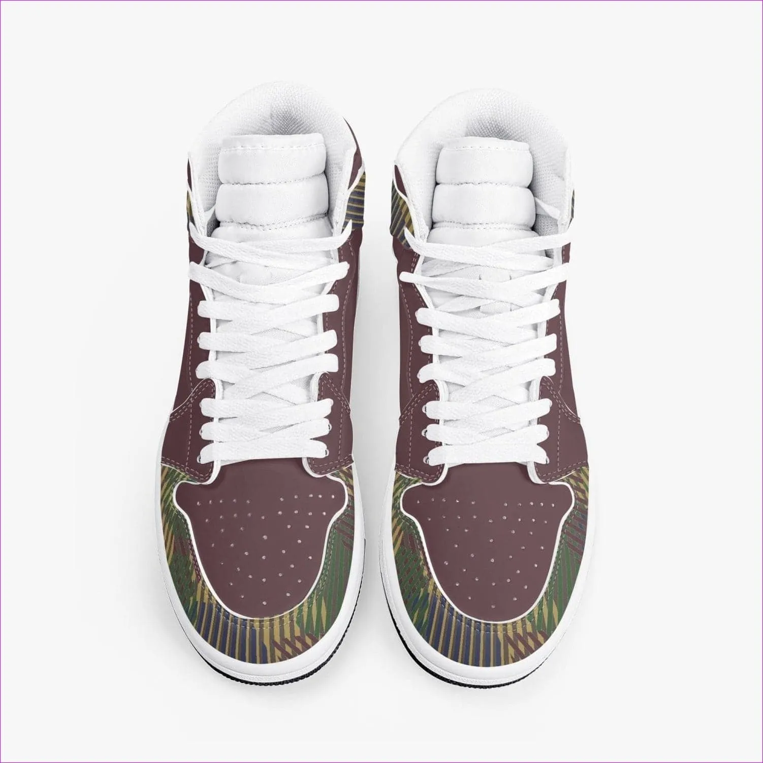 Dark Vivid Weaved High-Top Leather Sneakers