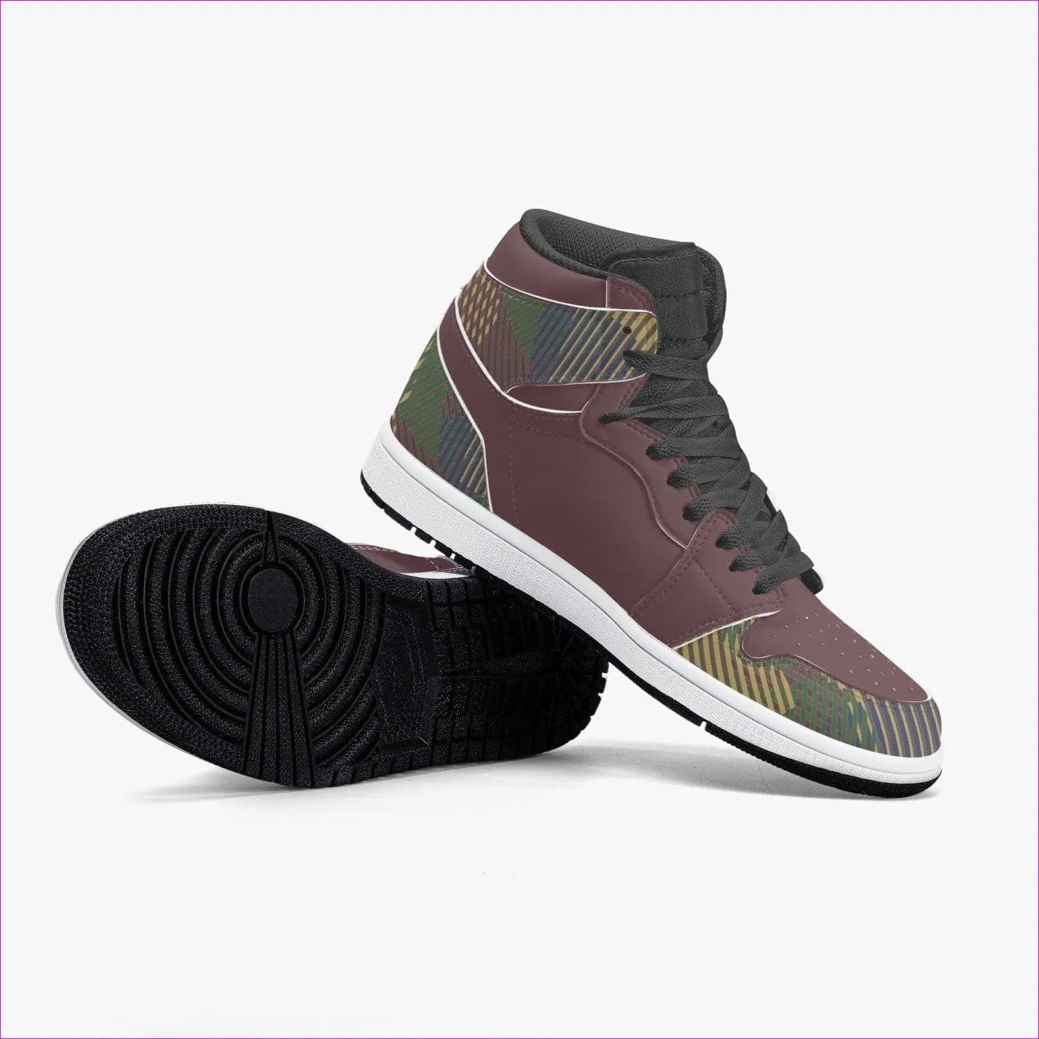 Dark Vivid Weaved High-Top Leather Sneakers