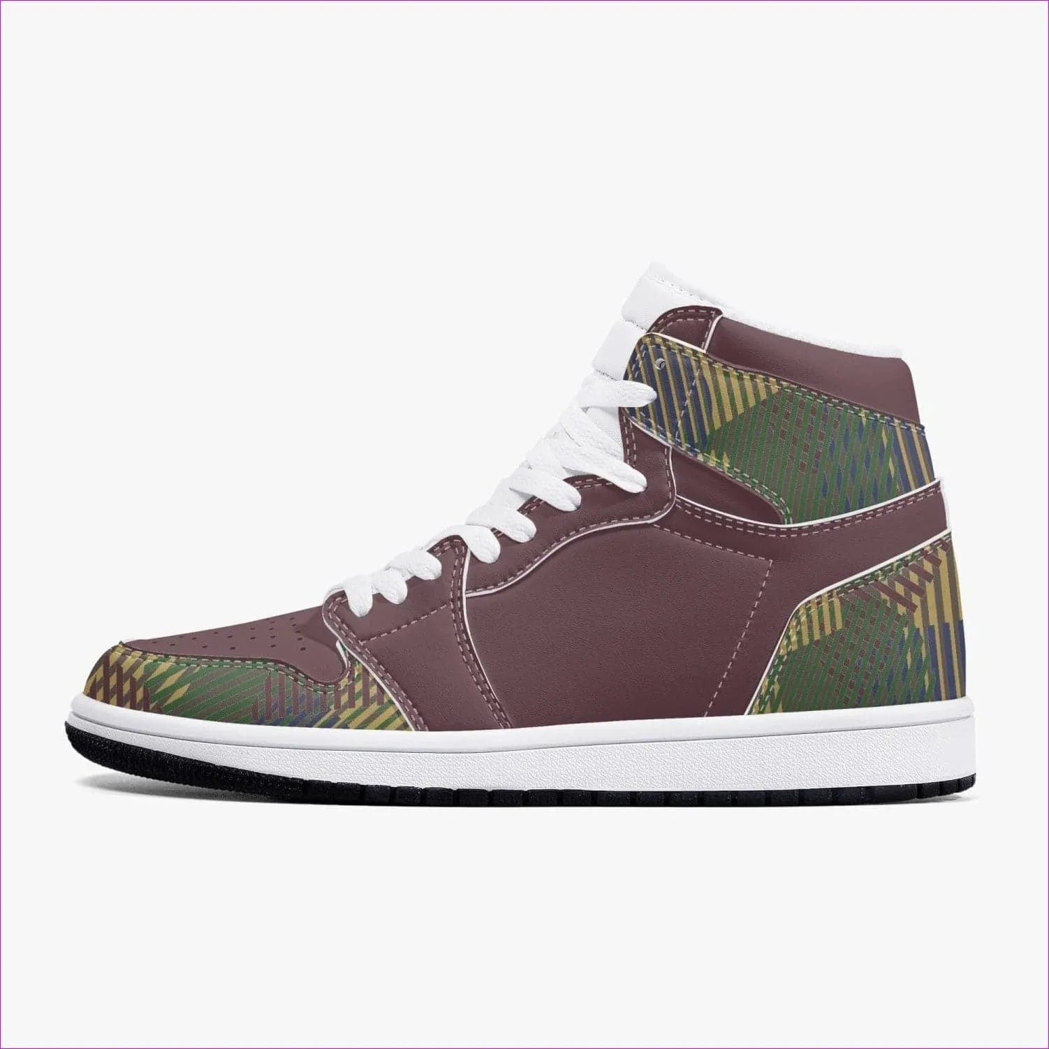 Dark Vivid Weaved High-Top Leather Sneakers