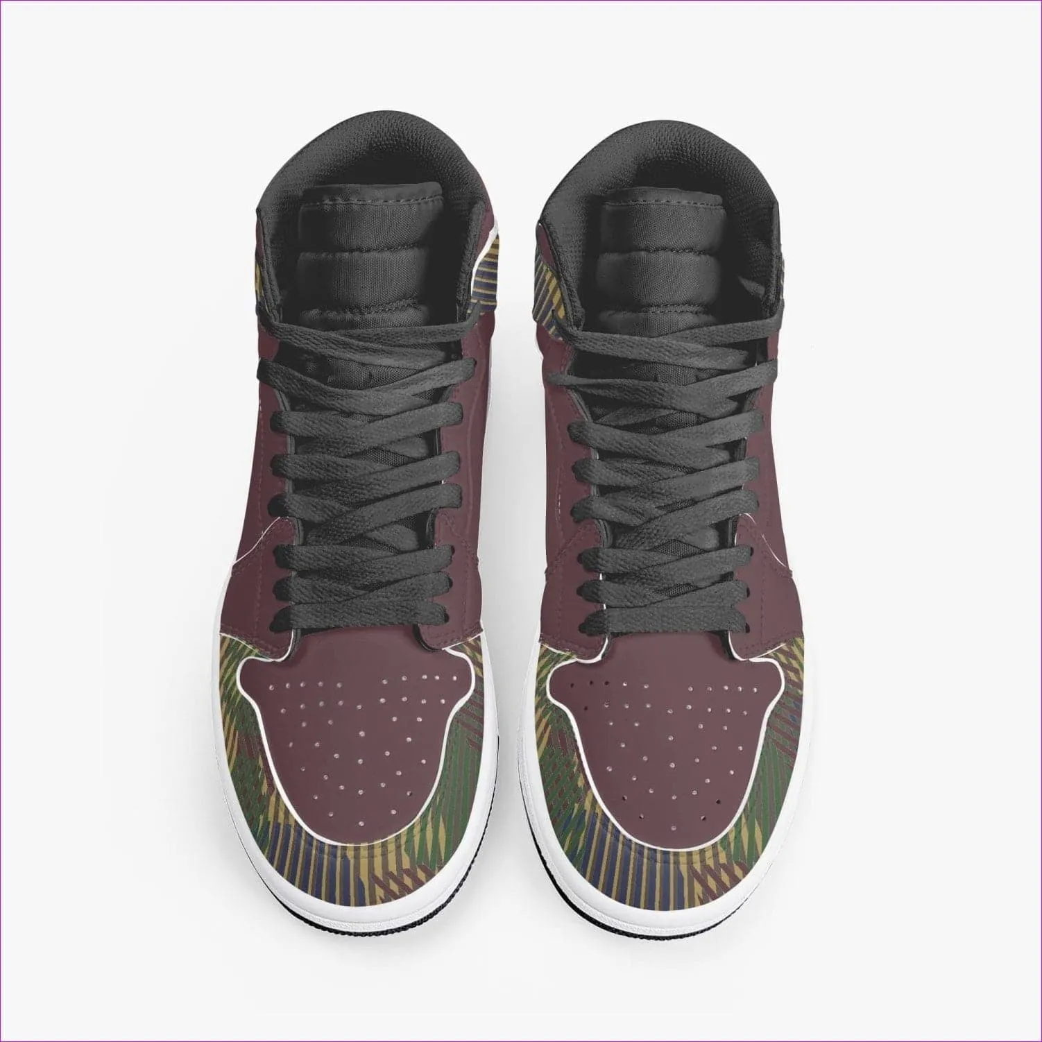 Dark Vivid Weaved High-Top Leather Sneakers