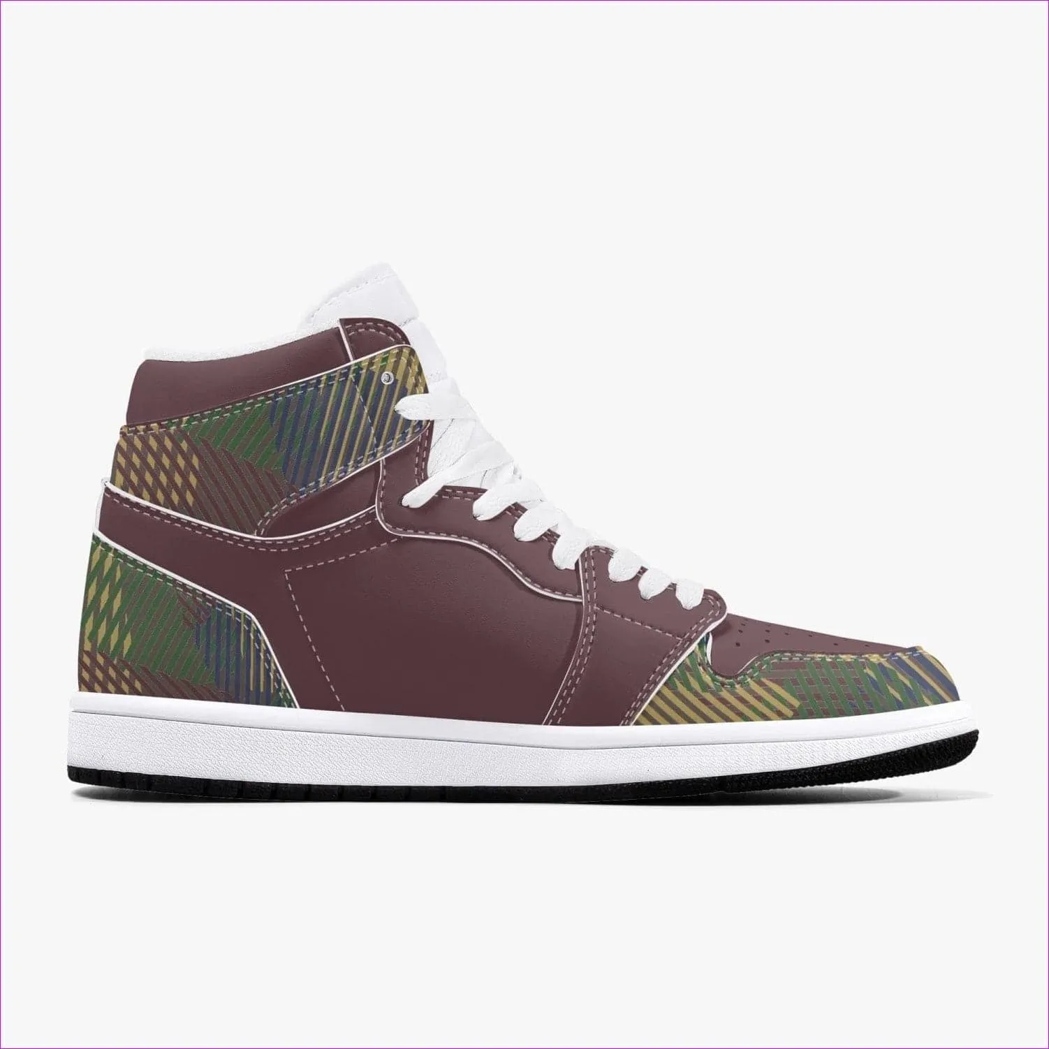 Dark Vivid Weaved High-Top Leather Sneakers